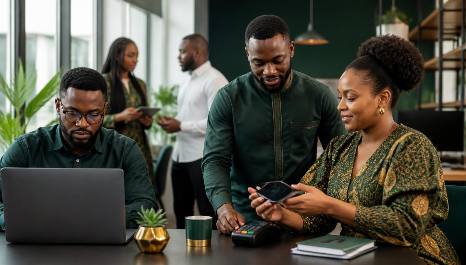 Nigerian fintech professionals working with mobile payments and financial data